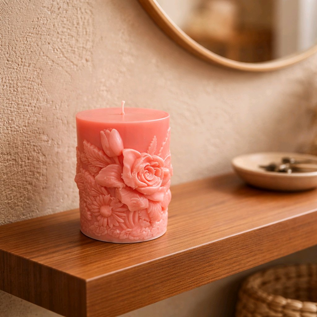 Love Spell Scented Flower Pillar Candle