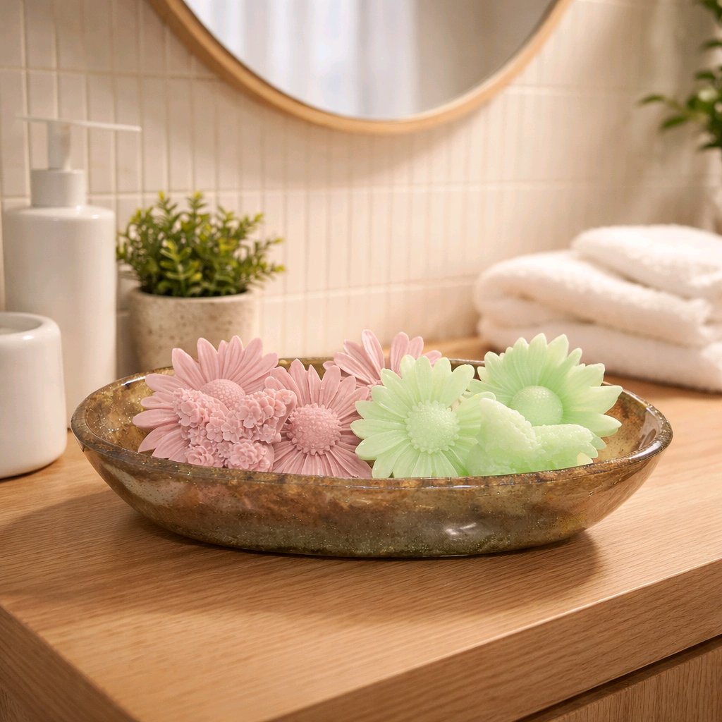 Resin Bowl with Shea Butter Daisies and Butterflies